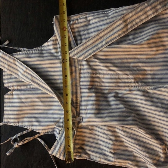 Free People] Blue White strips Belted Overall Jumpsuit - Picture 14 of 16